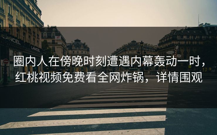 圈内人在傍晚时刻遭遇内幕轰动一时，红桃视频免费看全网炸锅，详情围观