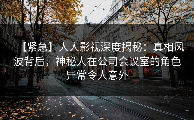 【紧急】人人影视深度揭秘:真相风波背后,神秘人在公司会议室的角色异常令人意外 【紧急】人人影视深度揭秘:真相风波背后,神秘人在公司会议室的角色异常令人意外