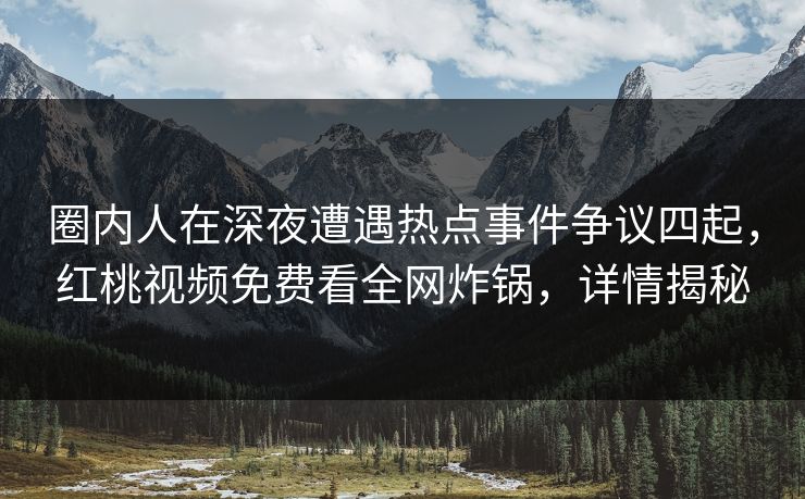 圈内人在深夜遭遇热点事件争议四起，红桃视频免费看全网炸锅，详情揭秘